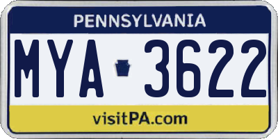 PA license plate MYA3622