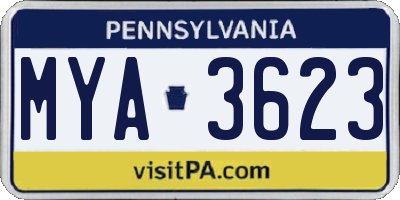 PA license plate MYA3623