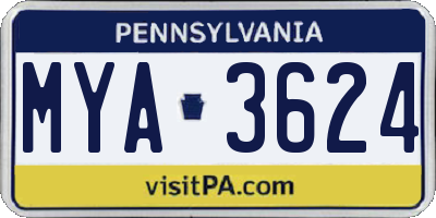 PA license plate MYA3624