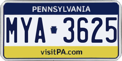 PA license plate MYA3625