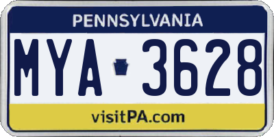 PA license plate MYA3628