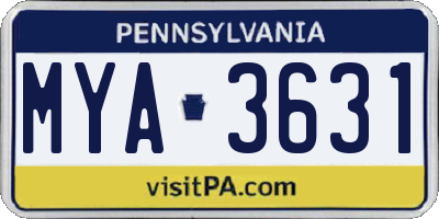 PA license plate MYA3631