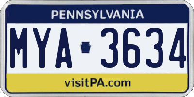 PA license plate MYA3634