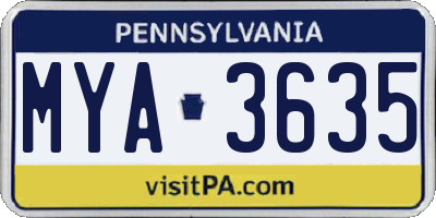 PA license plate MYA3635