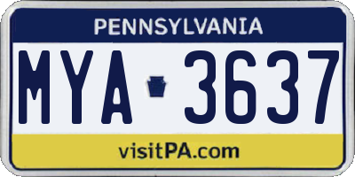PA license plate MYA3637
