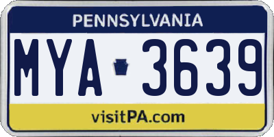 PA license plate MYA3639