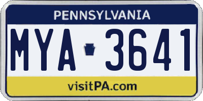 PA license plate MYA3641