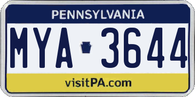 PA license plate MYA3644