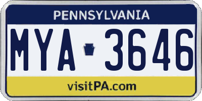 PA license plate MYA3646