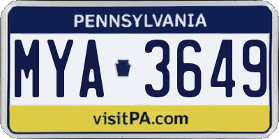 PA license plate MYA3649