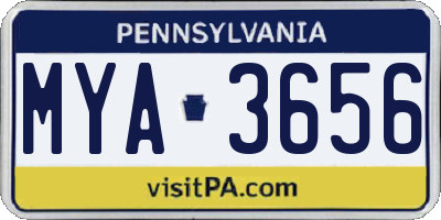 PA license plate MYA3656