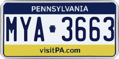 PA license plate MYA3663