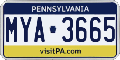 PA license plate MYA3665