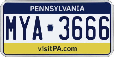 PA license plate MYA3666