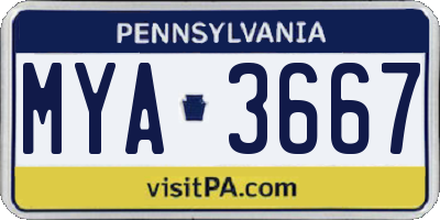 PA license plate MYA3667