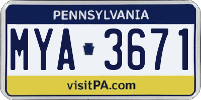 PA license plate MYA3671