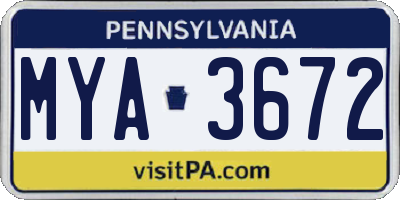 PA license plate MYA3672