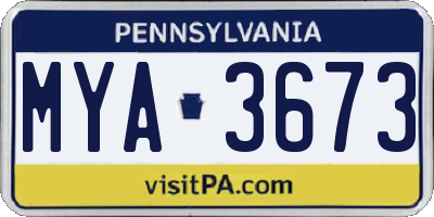 PA license plate MYA3673