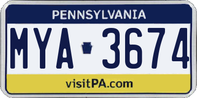 PA license plate MYA3674
