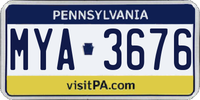 PA license plate MYA3676