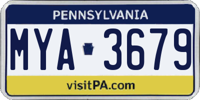 PA license plate MYA3679