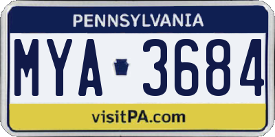 PA license plate MYA3684