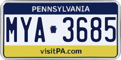 PA license plate MYA3685