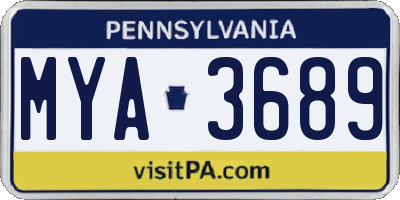 PA license plate MYA3689