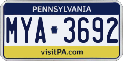 PA license plate MYA3692