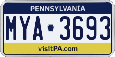 PA license plate MYA3693