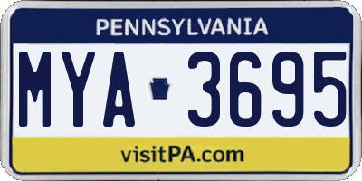 PA license plate MYA3695