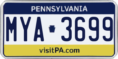 PA license plate MYA3699