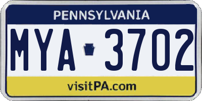 PA license plate MYA3702