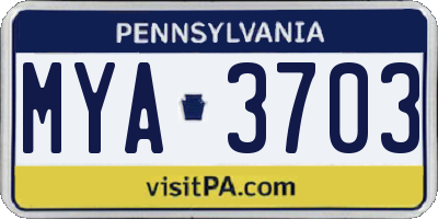 PA license plate MYA3703