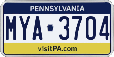 PA license plate MYA3704
