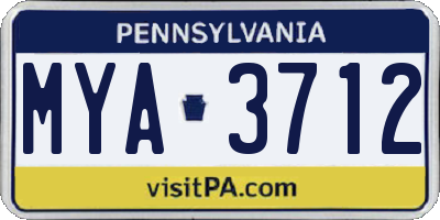 PA license plate MYA3712