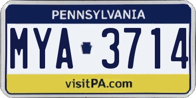 PA license plate MYA3714