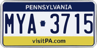 PA license plate MYA3715