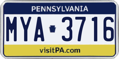 PA license plate MYA3716
