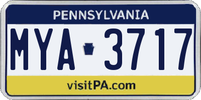 PA license plate MYA3717