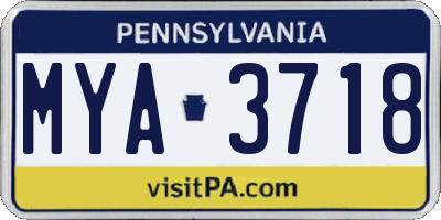 PA license plate MYA3718