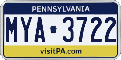 PA license plate MYA3722