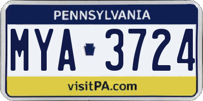 PA license plate MYA3724