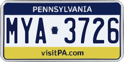 PA license plate MYA3726