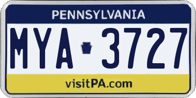 PA license plate MYA3727