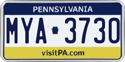 PA license plate MYA3730