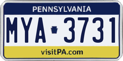 PA license plate MYA3731