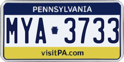 PA license plate MYA3733