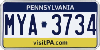 PA license plate MYA3734