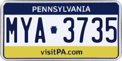 PA license plate MYA3735